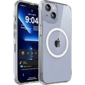 Magnetic Clear Case for iPhone 13/iPhone 14 6.1-Inch, [Compatible with Magsafe] [Military Grade Drop Protection] Non-Yellowing Anti-Scratch Ultra Slim Transparent Shockproof Phone Case-Clear