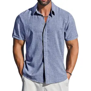 Men's Linen Shirts Short Sleeve Button Down Casual Dress Shirts for Men Beach Vacation Shirt Fashion Summer Clothes Menswear Soft shirts summer deals summer fits