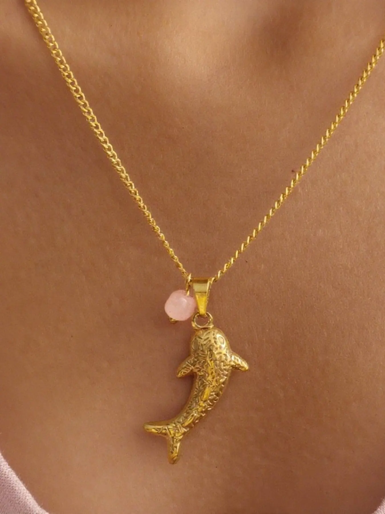 Women's Stainless Steel Shark Pendant Necklace, Ocean Theme, Unique Natural Stone, Casual Style, Mother's Day Gift, All Seasons