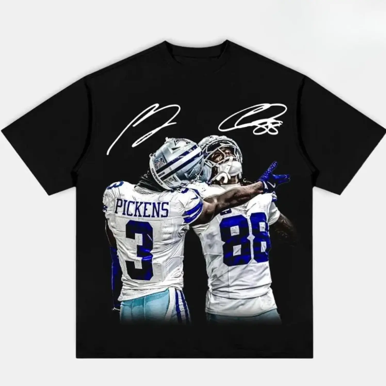 Unisex  Pickens X CeeDee "WE DEM BOYZ" Graphic T-Shirt – Unisex Adult Short Sleeve Cotton Tee, George Pickens & CeeDee Lamb Dallas Football Fan Shirt, Game Day Sports Streetwear Top for Men & Women, All Season Casual Wear