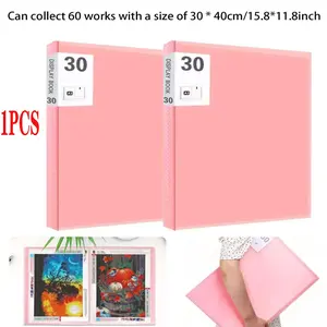 A3 Diamond Painting Storage Folder, 30 Pages Holds 60 Works, 44x32cm/17.3x11.8inch, Artwork Organizer & Protector, Organizer Holder