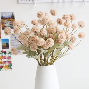 10Pcs Artificial Snowball PomPom Flowers without Vase, Artificial Flowers Chrysanthemum Ball Flowers, Silk Small Mini Chrysanthemum Ball with Stems, Mothers Day Gifts, Dandelion Faux Silk Blooms, Home Decor Supplies, Multi-color options