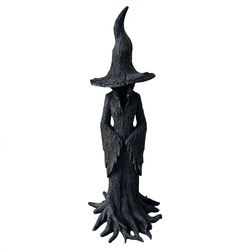 Cracker Barrel Witch Statue, 2025 New Gothic Halloween Resin Figurine, Artistic Mysterious Statue Fantasy Desktop Ornament Home Decorations, Decorative Figurines, Resin Figure