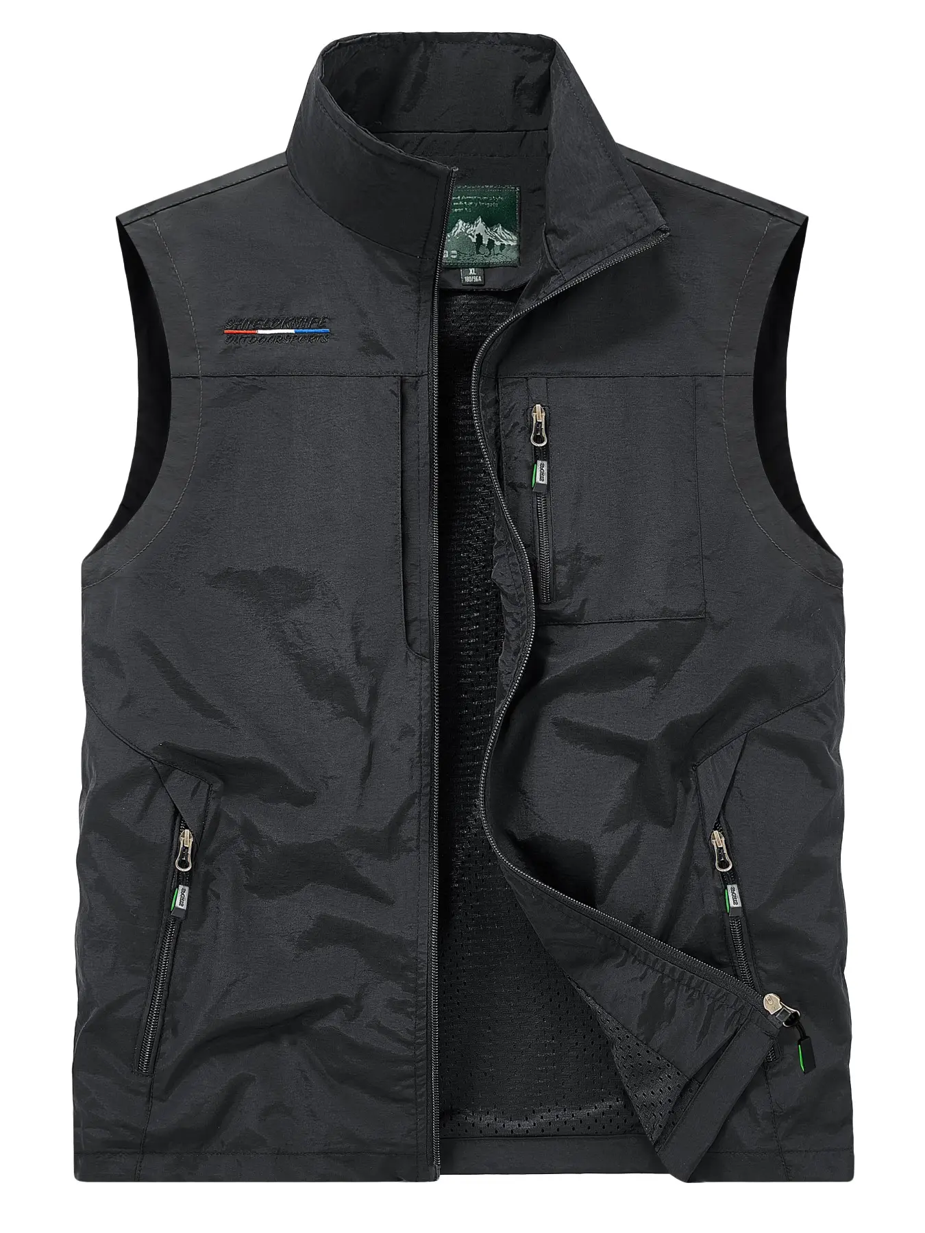 Lightweight Quick Dry Utility Embroidery Menswear Vest Tops for Men | Multi Pocket Sleeveless Windbreaker Gilet | Outdoor Hiking Fishing Casual Waistcoat