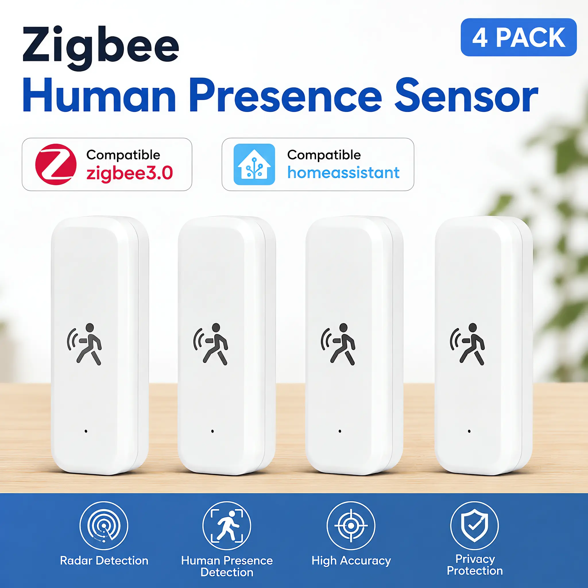 Yiwipbot HA Zigbee Human Presence Sensor, Millimeter Wave Radar Motion Detector, Can Detect Stationary Person, with Home Assistant, SmartThings, Hubitat or Echo Devices with Built-in Zigbee Hub