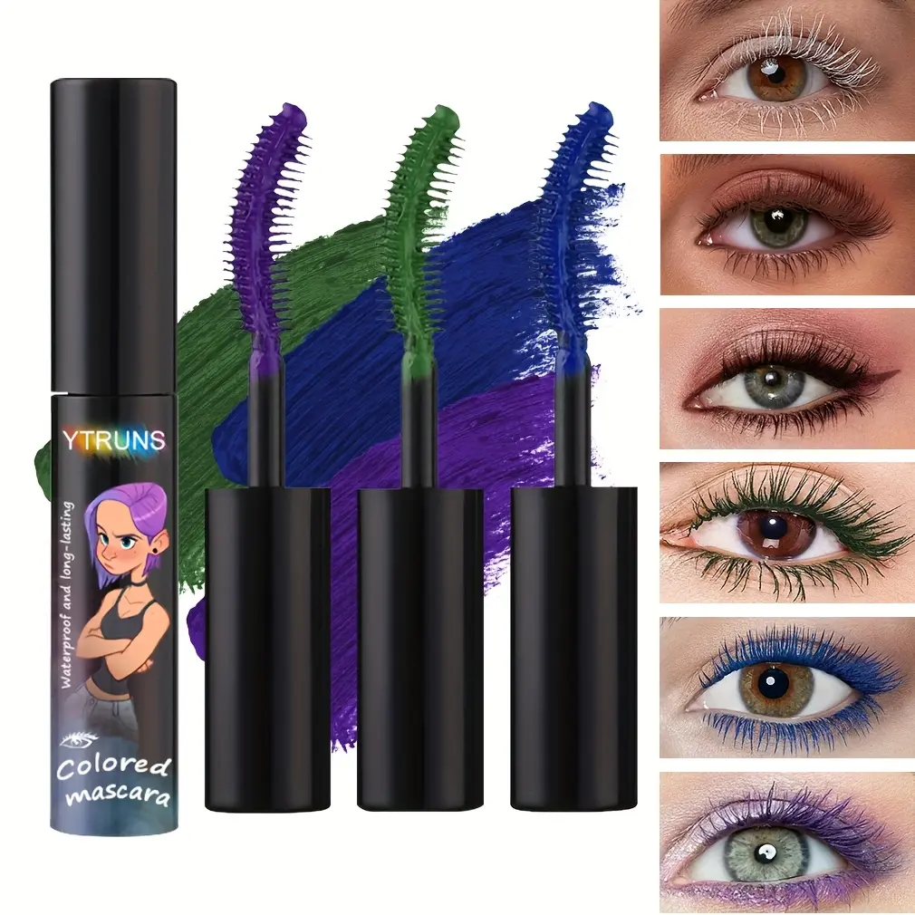 Ytruns Color Eyelash Mascara, Waterproof Volume Lengthening & Thickening Formula in Purple Tone, Long-Lasting Cosmetic for All Skin Types, Beauty Mascara, Long Lashes Beauty