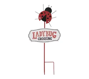 Northlight Ladybug Crossing Metal Outdoor Garden Stake - 23"