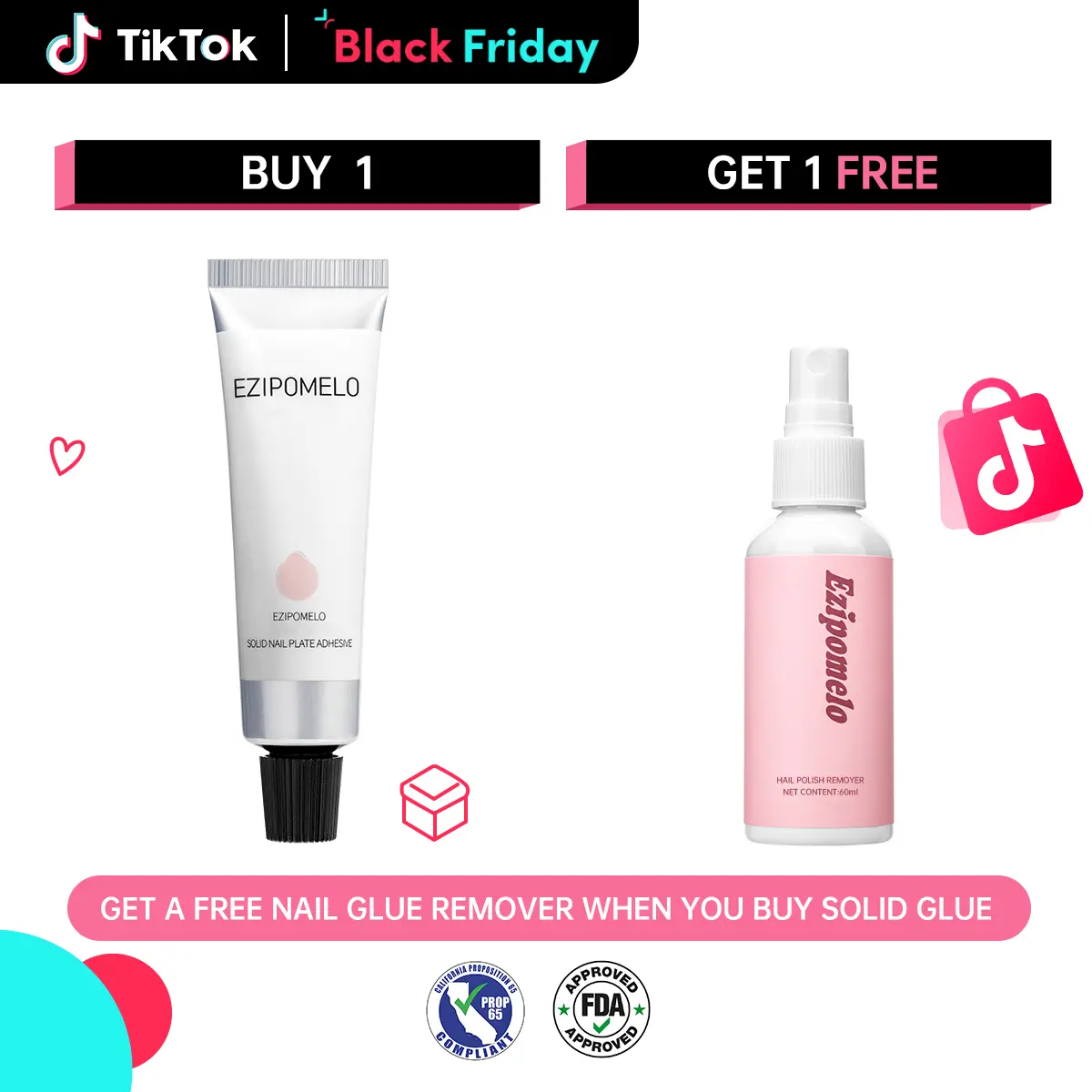 【Buy 1 , Get 1 Free】EZIPOMELO salon-quality Solid Gel Nail Glue (30g),UV Lamp Curing Needed Soak Off Long Lasting super strong adhesive nail glue, Extra Strength for Acrylic, Press-On, Fake Nails