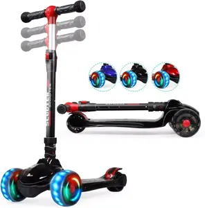 3-Wheel LED Scooter for Kids Toy Deluxe Folding Adjustable Glider Kick Sport