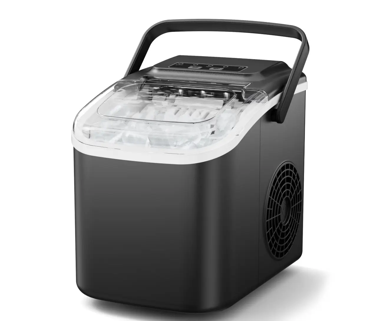 Countertop Ice Maker with Handle, 26 lbs/24H Portable Ice Machine, 2 Bullet Ice Sizes, 8 Cubes in 6 Minutes, Self-Cleaning for Home, Bar, RV and Camping