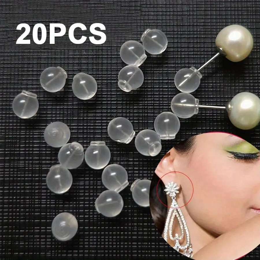 20 Comfortable Soft Earring Backs, Non-Piercing Ear Studs, Transparent Replacement Parts, DIY Jewelry Making Accessories, Fashionable Jewelry Accessories