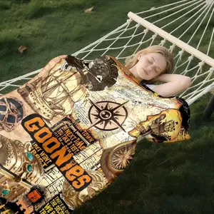 The Goonies Vintage Treasure Map 80s Classic Movie Flannel Blanket | Retro Adventure Film Cozy Throw for Goonies Stans & 80s Nostalgia Lovers