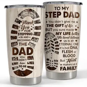 Bonus Dad 20oz Tumbler with Lid, Stainless Steel Insulated Vacuum Flask Coffee Cup Drinkware Step Dad Husband Men Gift Father's Day Christmas