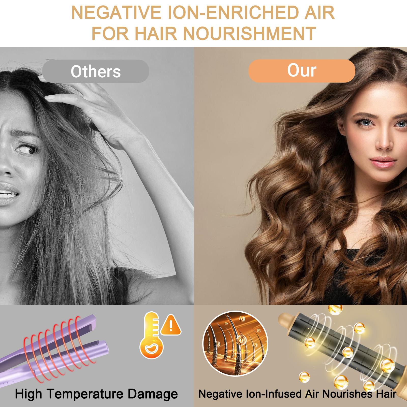 DOEAST US Seller 5-in-1 Hair Styler & Hair Dryer Set with Millions of Negative Ions Features Auto Hair Curler, Detachable Comb Heads, Curling Iron, Hair Straightener, Volumizer, Hot Air Brush & Air Curler All-in-One Hair Styling Tools,  Gift for Girls