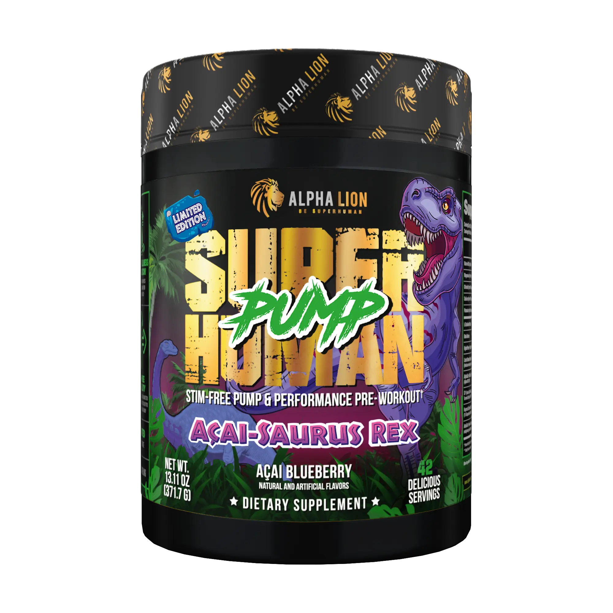 Alpha Lion SuperHuman Pump Stim-Free Pre Workout Supplement Powder - Sports Nutrition Dietary Supplement for Gym Performance Support