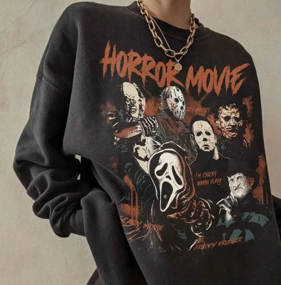 Youth + Adult Vintage Halloween Horror Movie Sweatshirt, Scream Shirt, Michael Myers Shirt, Halloween Horror Movie Sweater
