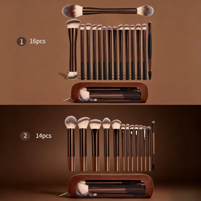Professional Makeup Brush Set, Beauty Tool Kit, Cosmetic Brush Set, Brush Combo, Soft Long Aluminum Handle Brushes, Face Makeup Brushes, Eyelash, Shadow, Brow, Mixing Brushes, Portable Case, Travel Brush Set