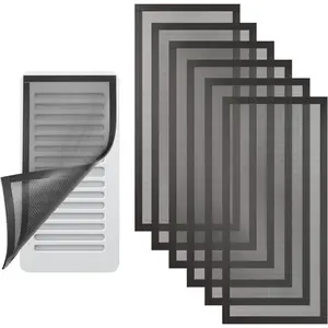 6 Pack Strong Magnetic Floor Vent Cover - PVC Mesh Register for Wall Ceiling Floor Catch Debris Hair Insect (Black, 5.5 x 12 Inch)