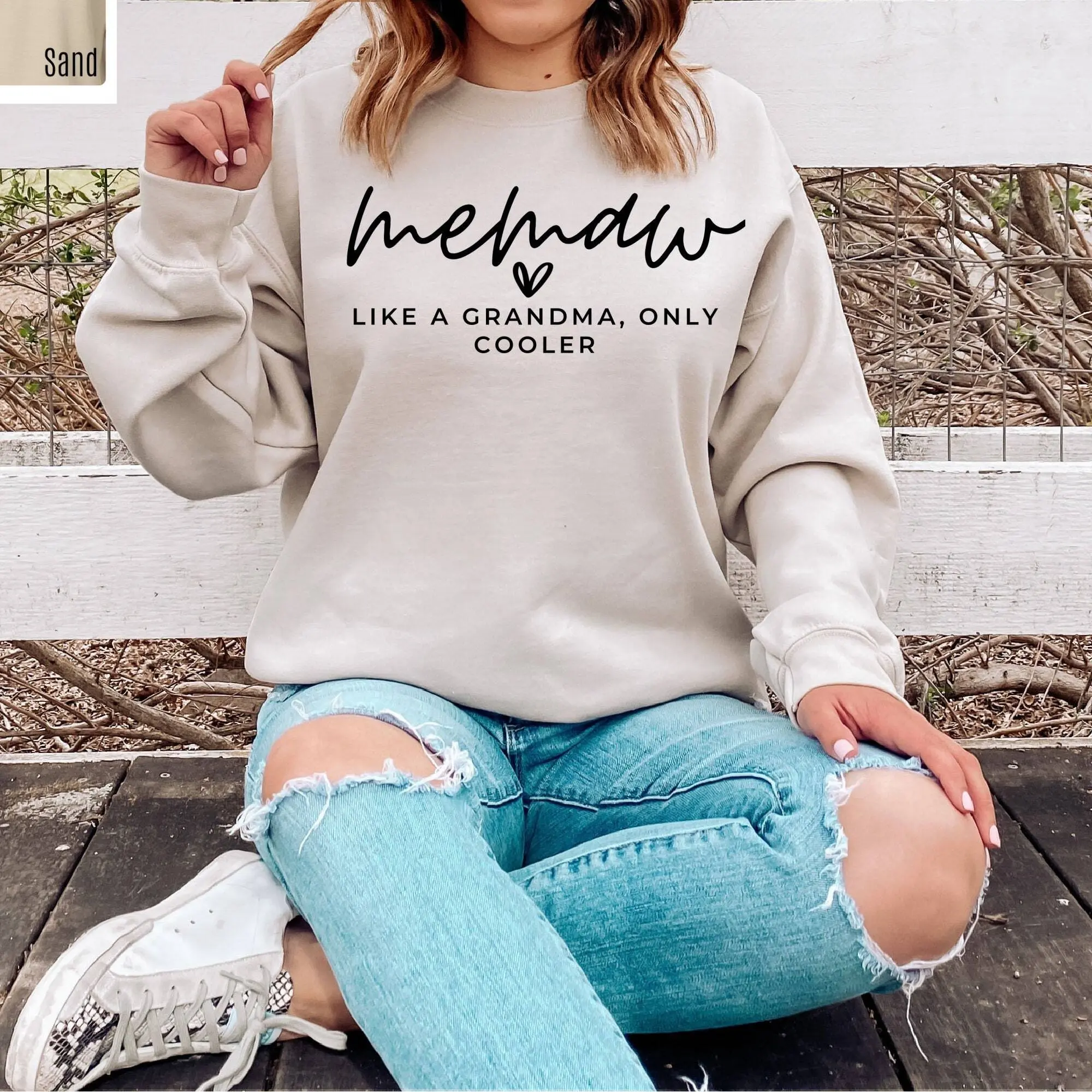 Memaw Sweatshirt, Gift For Grandma, Grandmother Sweatshirt For Pregnancy Announcement, Memaw Like A Grandma Sweater