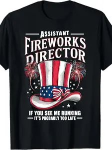 Independence Day Men'S Patriotic 4th of July T-Shirt Firework Director, Summer Tee, All-Season Comfort, Everyday Tee, Stylish Tee, Comfortable Fit, Print Shirt, Streetwear Style, Relaxed Fit, Modern Design, Lightweight Tee