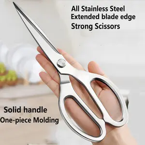 1pc Extended Stainless Steel Kitchen Scissors, Powerful Bone Cutter, Multi-Functional Meat Shears, Ideal for Chicken Bones and BBQ