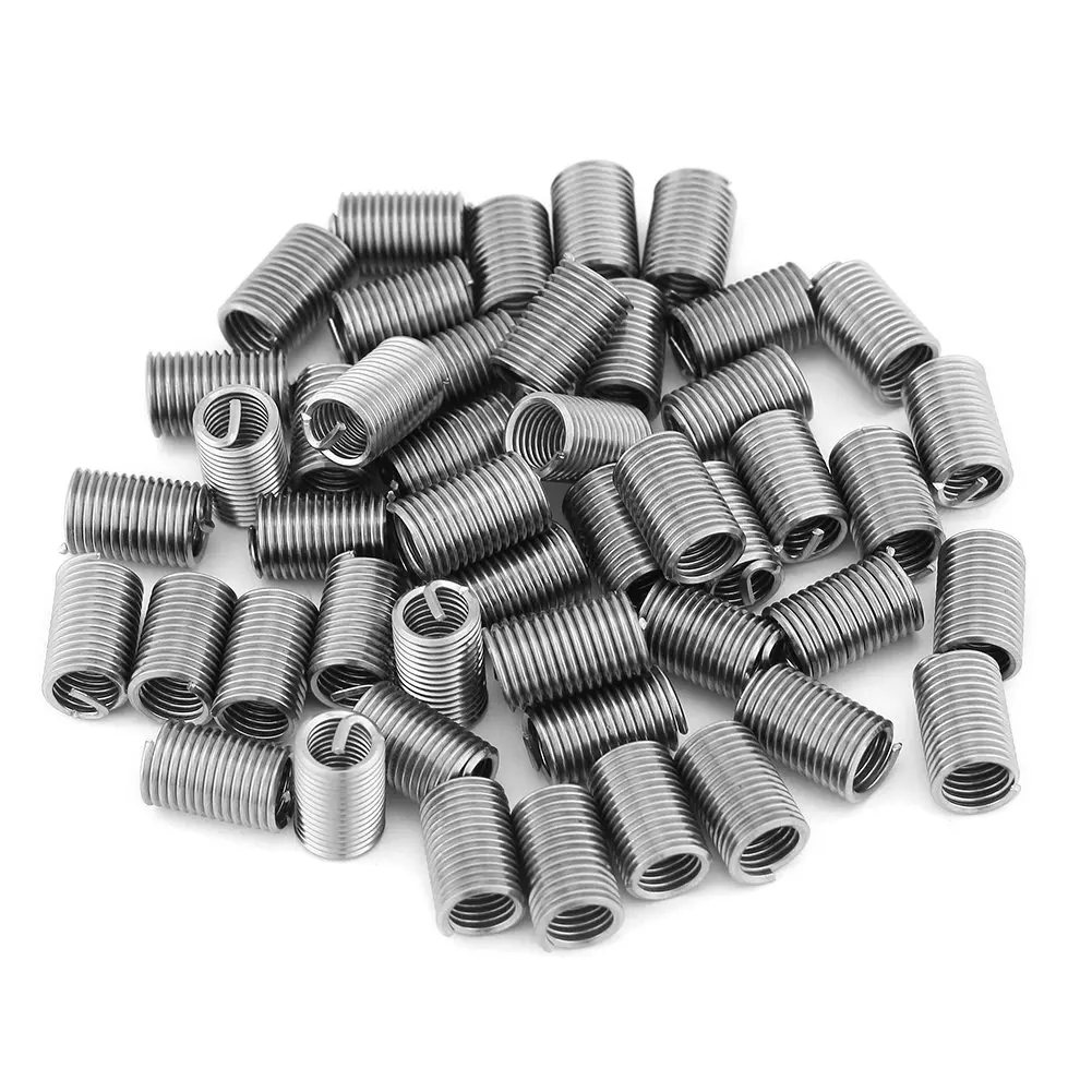 50pcs SS304 Stainless Steel M6 x 1.0 x 3D Coiled Wire Helical Screw Thread Inserts, Aluminum-Enhanced, Prevents Screw Loosening, Features Certain Elasticity, Easy to Maintain