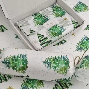10 Sheets Thin Paper with Colorful Lights and Christmas Tree Pattern, 50 Cm X 35 Cm Gift Wrapping Paper for Weddings, Gifts, Birthdays, Parties