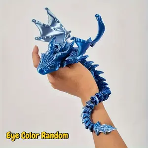 Laser Holographic 3D Printed Flying Dragon Joint Sculpture Model, Creative Dual-horned Dragon Ornament, Gothic Style Home Decoration