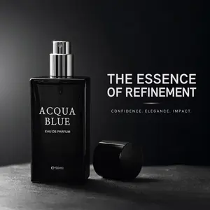 Acqua Blue Eau de Parfum for Men, 50ml Fresh Woody Fougere Cologne with Lemon, Mint & Pink Pepper Notes, Long-Lasting Clean Masculine Fragrance for Office, Daily Wear & Gifts