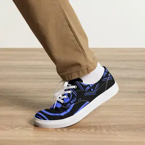 Custom Made Custom Designed Blue Lone Wolf Black Blue Canvas Shoes