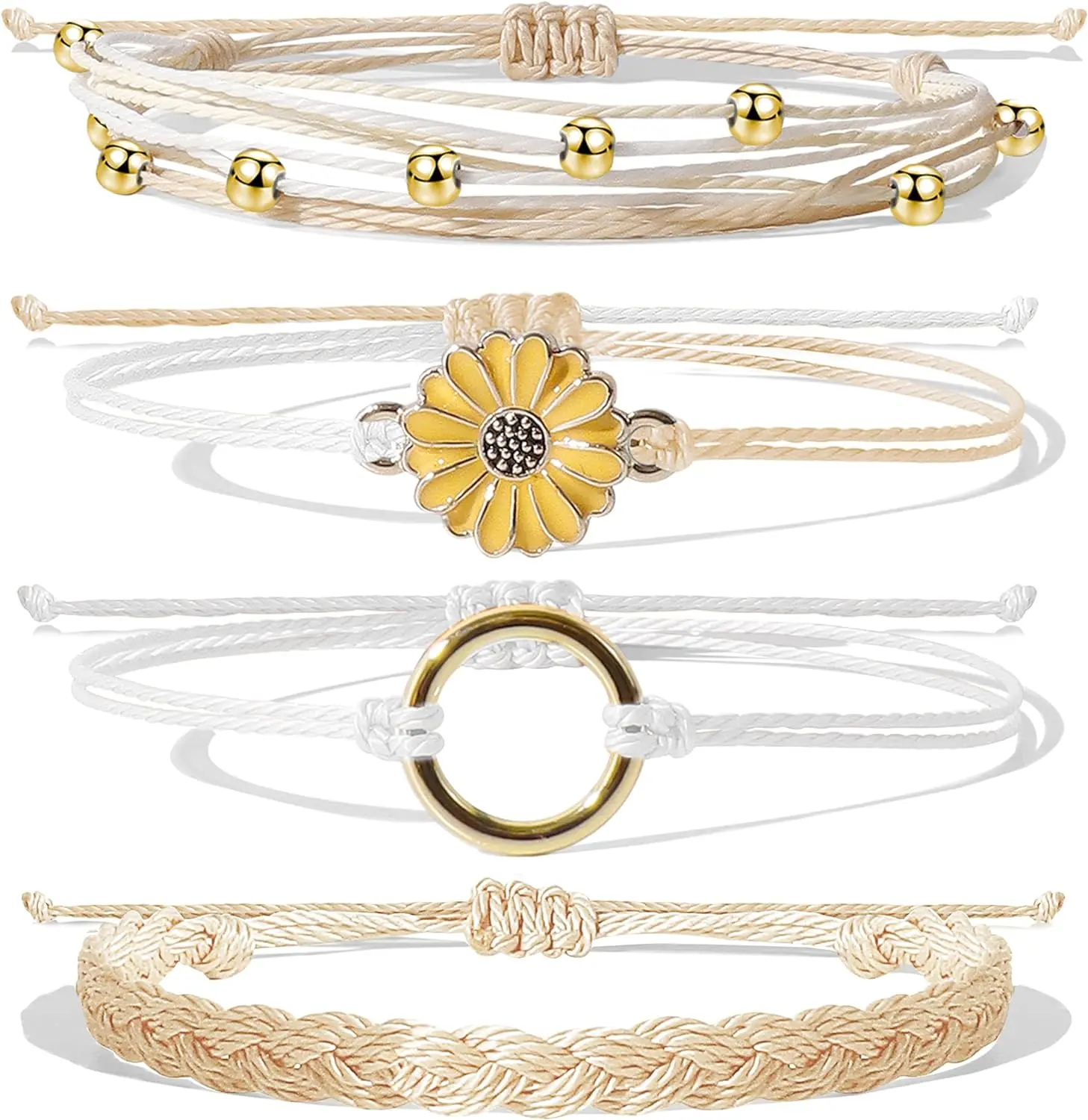 Sunflower Friendship Bracelet Adjustable Bracelets for Girls Surfer Beach Jewelry