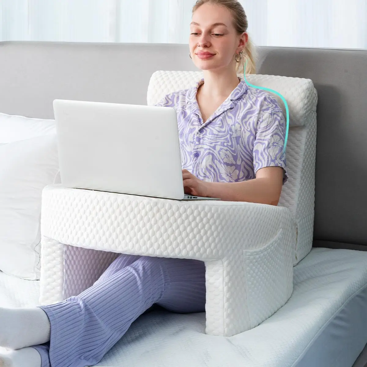 Soft Reading Pillow, Arm Rest Lap Desk Pillow with Removable & Washable Cover, Comfy Sitting Pillow for Adult Gaming, Working, Playing, Crocheting, Fr