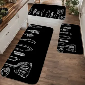 Soft Thick Indoor Entrance Rug, Non-Slip Bottom Easy Clean Long Strip Carpet, Kitchen Bathroom Hallway Mat Set, Print Rug