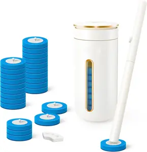Disposable Toilet Brush Set with 6 Refills – Touch-Free Toilet Cleaning Wand with Foaming Sponge Heads, Wall-Mounted No-Drill Holder, Auto Open & Close Lid, 3-Layer Scrubbing Pads, Deep Cleaning Toilet Bowl Bathroom Cleaner Kit