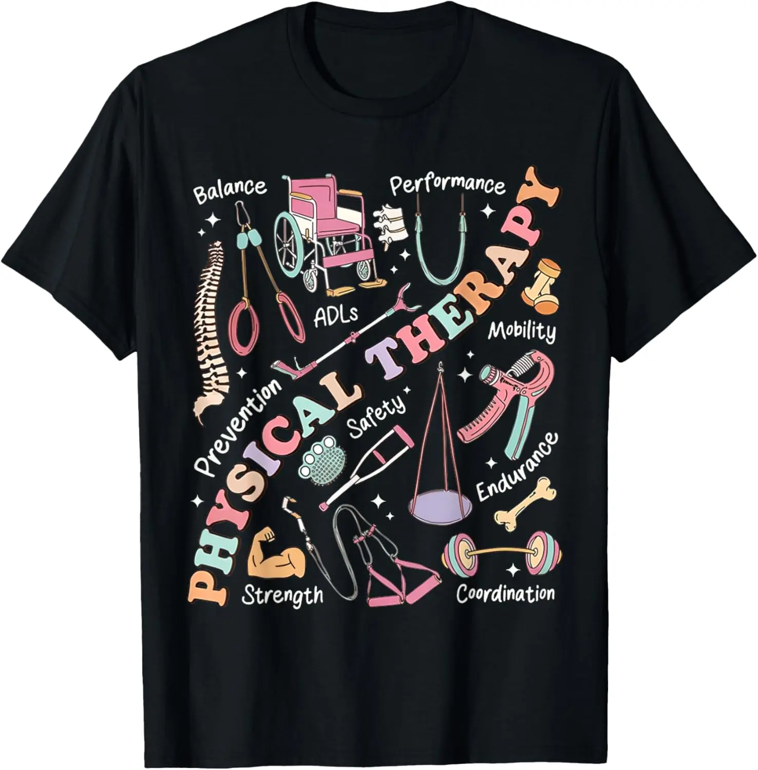 100%cotton Retro Groovy Physical Therapy PT Exercise DPT Therapist PTA T-Shirt Top Casual 100%cotton Retro Groovy Physical Therapy PT Exercise DPT Therapist PTA T-Shirt Top Casual