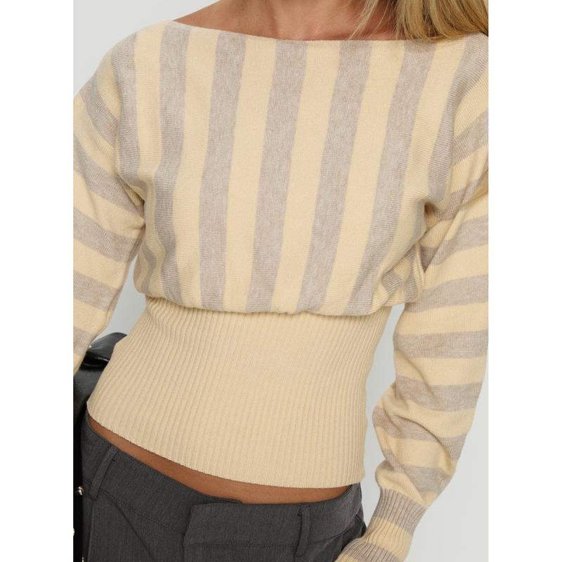 Finlea Cinched Long Sleeve Top Yellow Stripe