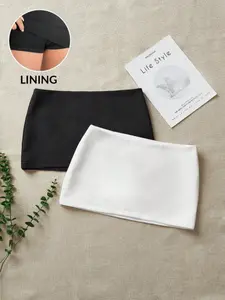 New two-piece fashion women's tight-fitting mini skirt with lining