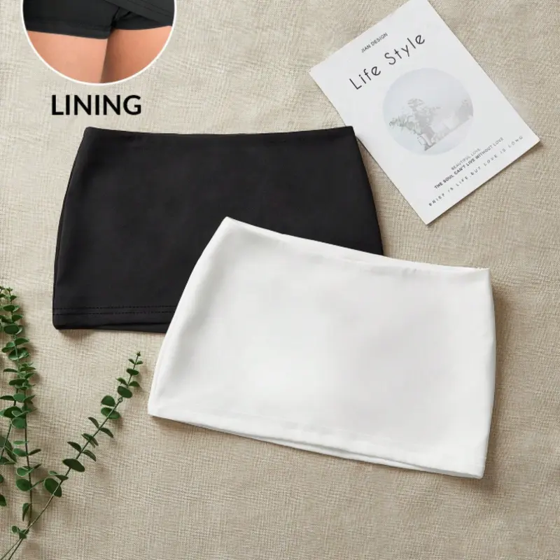 New two-piece fashion women's tight-fitting mini short skirt with lining Street Fashion Skirt