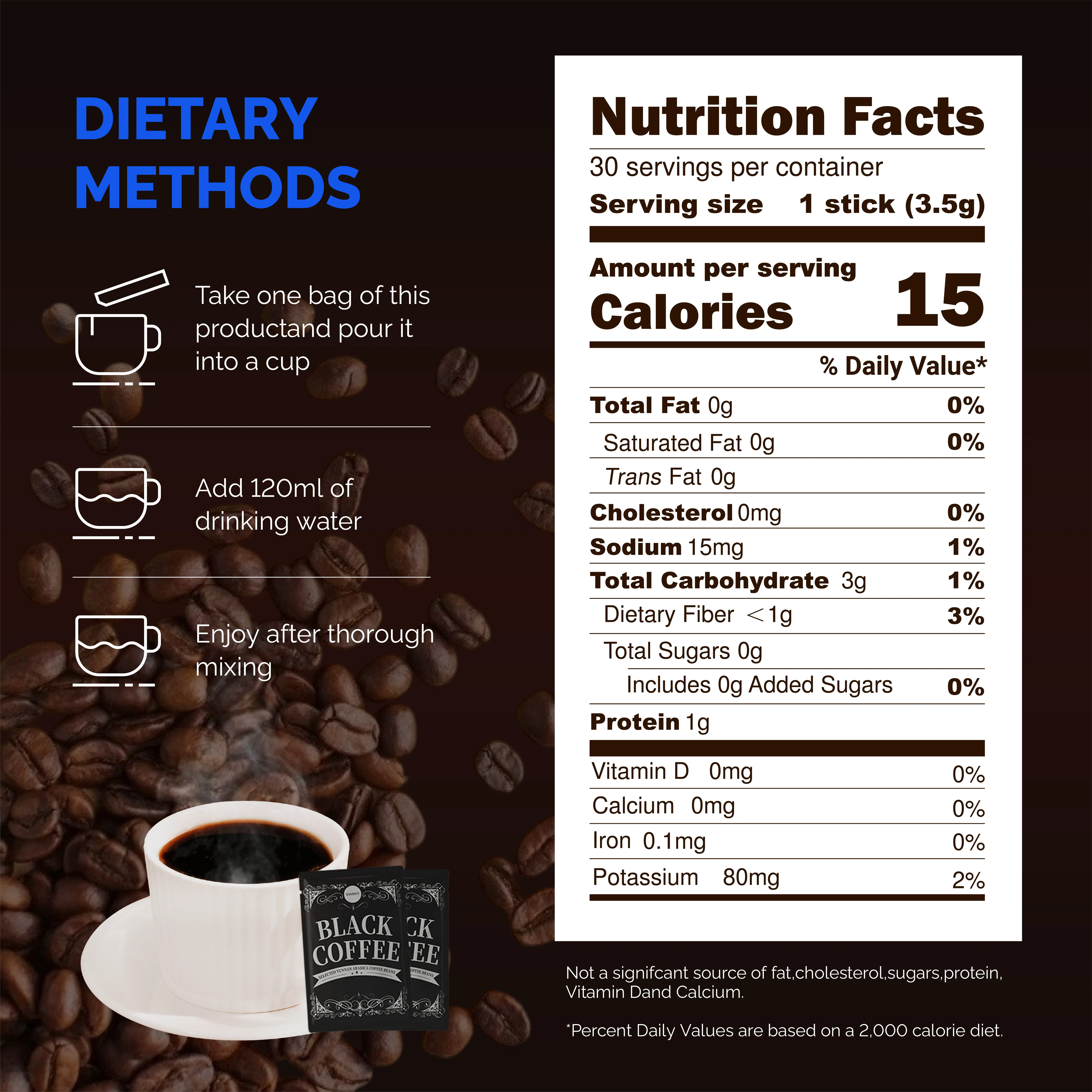 Sharkfit Zero Sucrose Instant Black Coffee features Yunnan Arabica beans.  It's rich in protein, freshly roasted