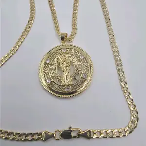 LA SANTA MUERTE / THE GRIM REAPER  Cuban link necklace gold-plated 24"inches