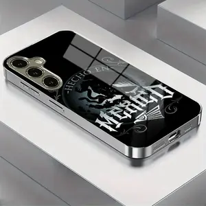 Phone Case - Mexican Eagle Snake Emblem Pattern New Electroplated Glass Suitable for Samsung S25, S24, S23, S22, S21, S20, NOTE20, NOTE10, A55, A54, A53, A52, A36, A35, A33, A23, A15, A14, A13, A05, Anti-Fouling, Stylish