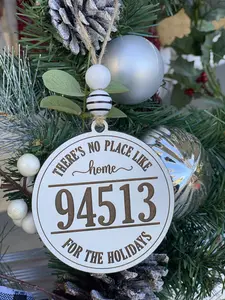 Personalized Zip Code Ornament No Place Like Home Farmhouse Christmas Decorations Housewarming Wedding Gift Realtor Closing Gift