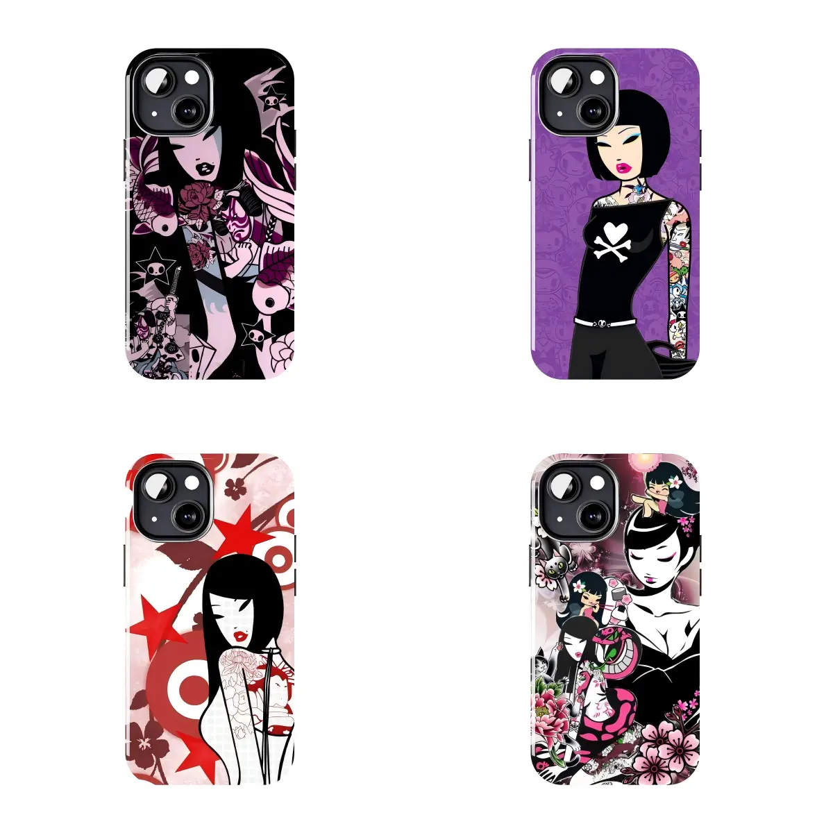 Tokidoki Tattoo Girl Art Phone Case Collection Suitable for iPhone 17-11 Pro Max/Plus and  Samsung Galaxy S23-25
