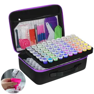 Rhinestones Painting Tool Accessory with Storage Bag, 1 Set Portable Multi-grid Rhinestones Painting Tool Bag, 5D Rhinestones Painting Accessories Container, Diamond Art Tools