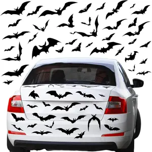 110-Piece Halloween Decor Set Vinyl Waterproof Stickers Bats Spiders Door Clings For Car Metal Cabinet Decoration Weather-Resistant PVC Skull Sticker