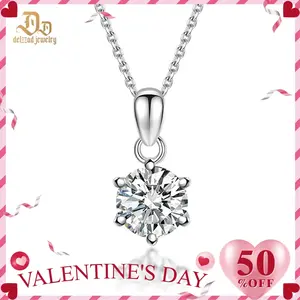 Six-Prong Pendant D Color VVS Synthetic Moissanite S925 Women Solitaire Necklace Perfect for Any Occasion Daily Wear Engagement Anniversary Christmas Lover Gifts
