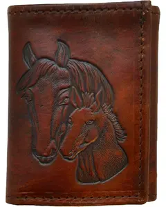 Western Express Men's Horse Tooled Tri-Fold Wallet - Lw-803