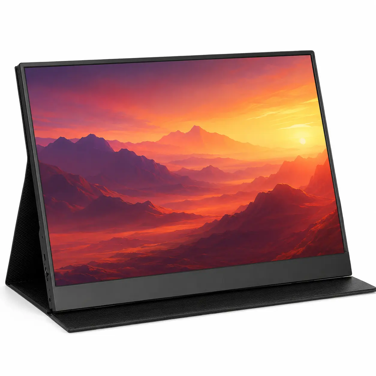 15.6" Portable Monitor for Laptop, FHD 1080P IPS Second Screen, 60Hz Matte Display, Dual USB-C & Mini HDMI, Folio Stand