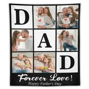 BARLEY ONE Click “Shop Chat”, Send Photo,Personalized Father’s Day Tapestry Custom DAD Family Photo Collage Wall Hanging with Names,Quotes & Pictures,Forever Love Gift for Dad Grandpa Husband Living Room Bedroom Home Decor