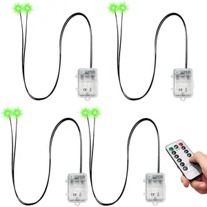 Glowing LED Halloween Skeleton Eyes with Remote, 8 Modes, Timer & Dimmable Brightness, Light Up Horror DIY for Masks Pumpkins Tombstones Props, Green 4 Pack, Batteries Not Included